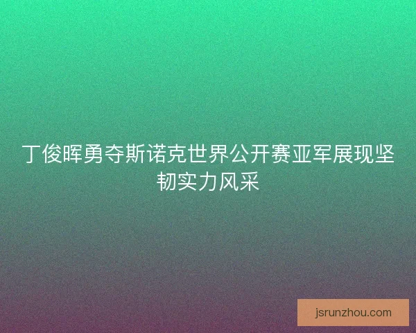 丁俊晖勇夺斯诺克世界公开赛亚军展现坚韧实力风采